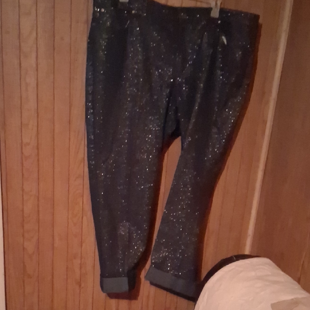 Ashley Stewart Black Glitter Jeans